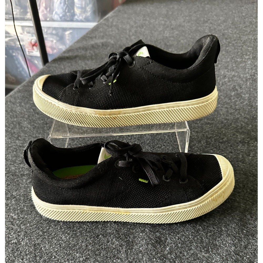 Cariuma IBI Low Sneakers Black Knit Lace Up Sustainable Eco Friendly M 9  W 10.5